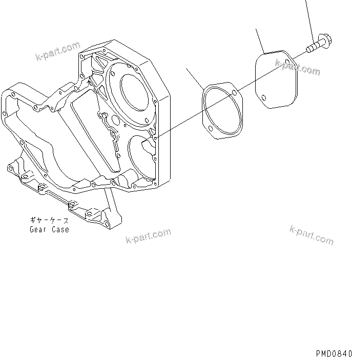 Komatsu parts book diagram for 4D102E-1A S/N 26200282-UP: FRONT GEAR TRAIN COVER(#26200974-26264926)