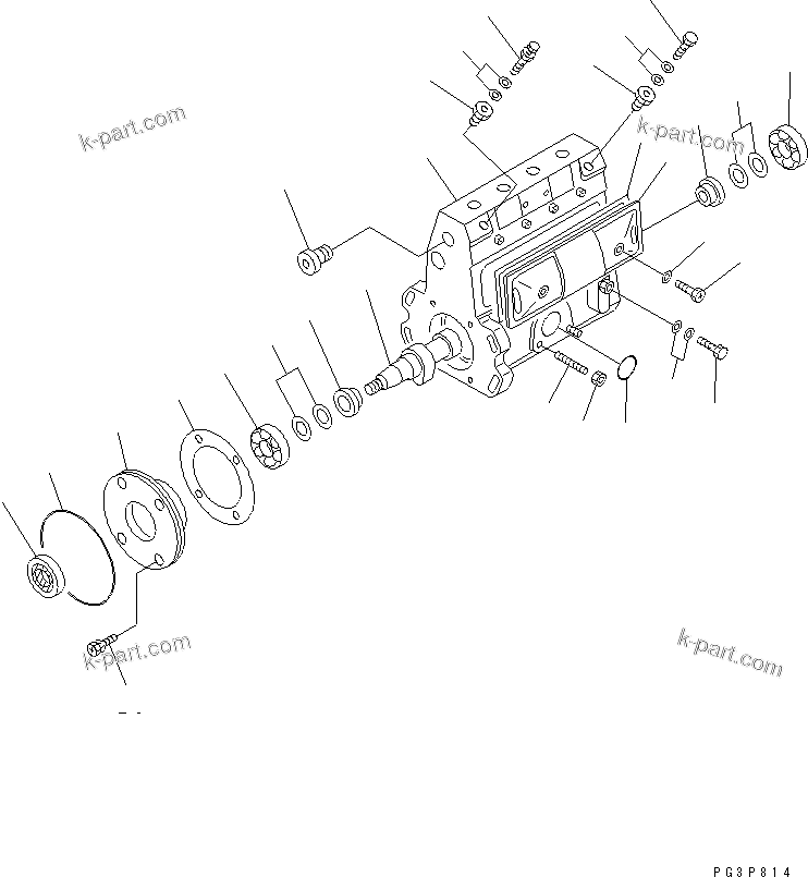 Komatsu parts book diagram for 4D102E-1A S/N 26200282-UP: FUEL INJECTION PUMP (PUMP) (1/2) (INNER PARTS)(#26200974-)