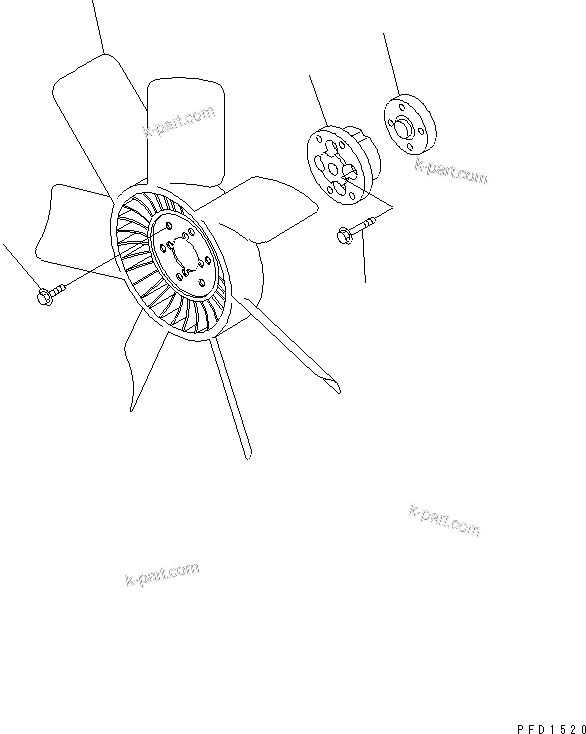 Komatsu parts book diagram for 4D102E-1A S/N 26200282-UP: COOLING FAN(#26200974-)