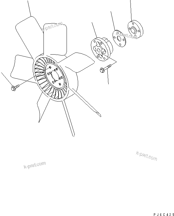 Komatsu parts book diagram for 4D102E-1A S/N 26200282-UP: COOLING FAN (STOCKBREEDING SPEC.)(#26279579-)