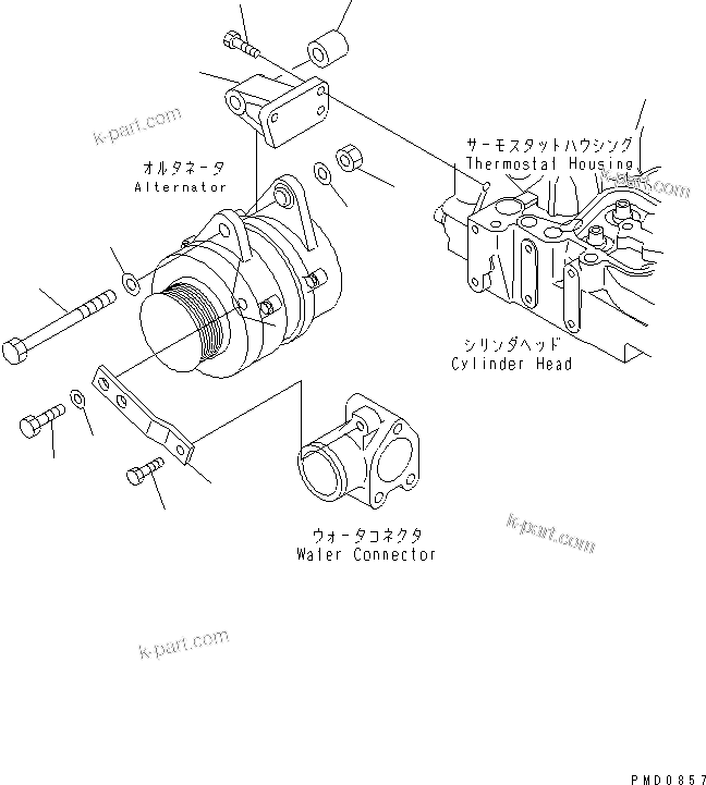 Komatsu parts book diagram for 4D102E-1A S/N 26200282-UP: ALTERNATOR SUPPORT(#26229359-)