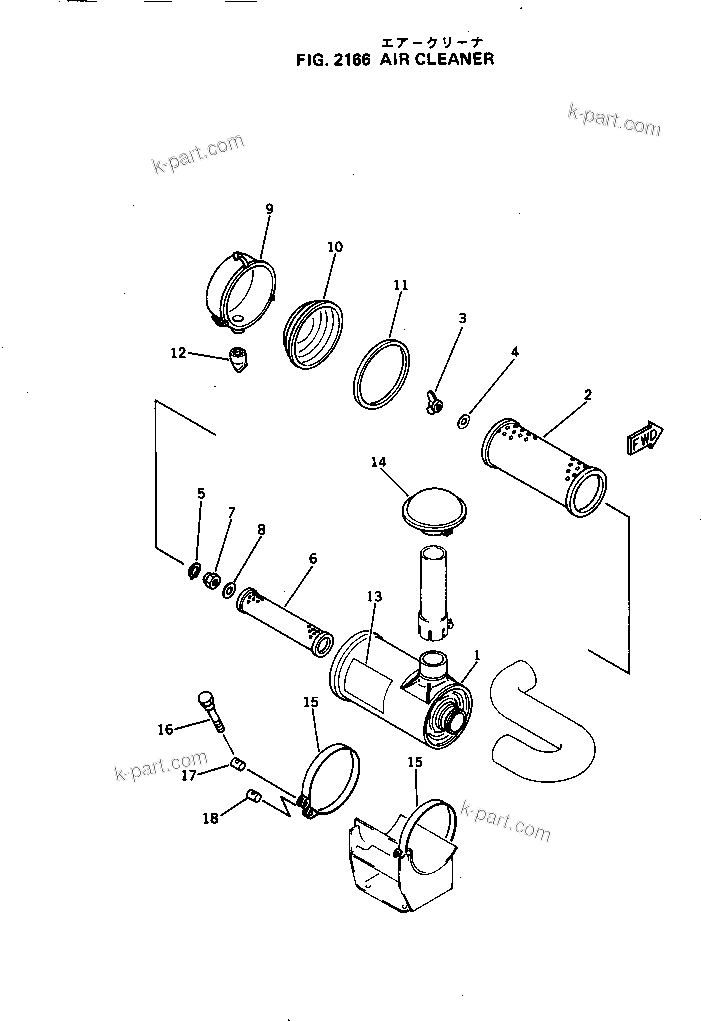 Komatsu parts book diagram for 4D105-5J S/N 102876-UP: AIR CLEANER
