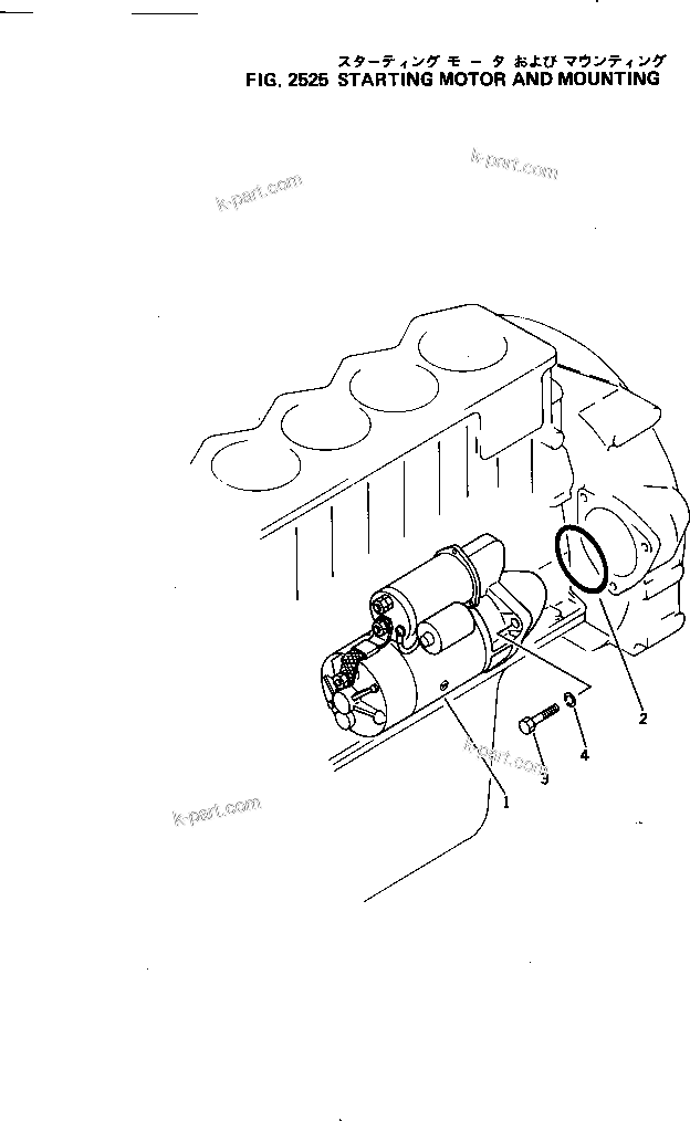 Komatsu parts book diagram for 4D105-5J S/N 102876-UP: STARTING MOTOR AND MOUNTING
