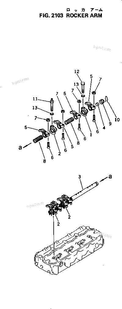 Komatsu parts book diagram for 4D105-5K S/N 150001-UP: ROCKER ARM