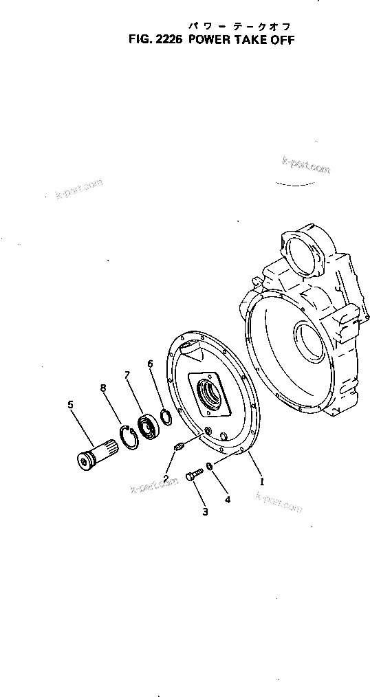 Komatsu parts book diagram for 4D105-5K S/N 150001-UP: POWER TAKE OFF