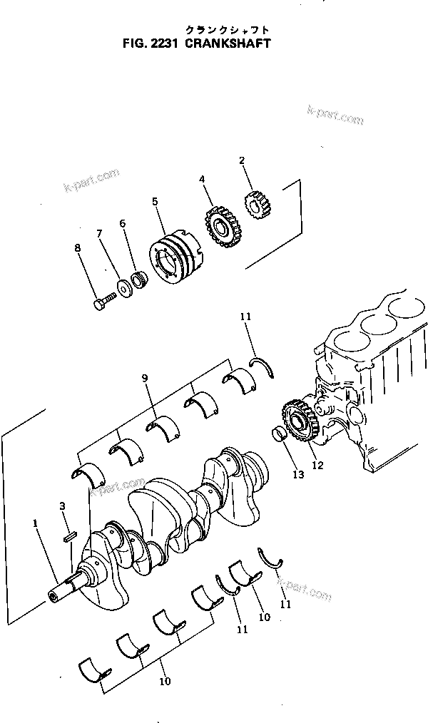 Komatsu parts book diagram for 4D105-5K S/N 150001-UP: CRANKSHAFT