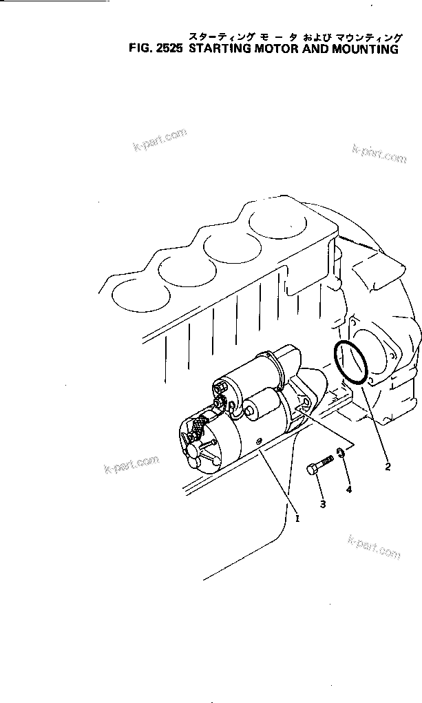 Komatsu parts book diagram for 4D105-5K S/N 150001-UP: STARTING MOTOR AND MOUNTING