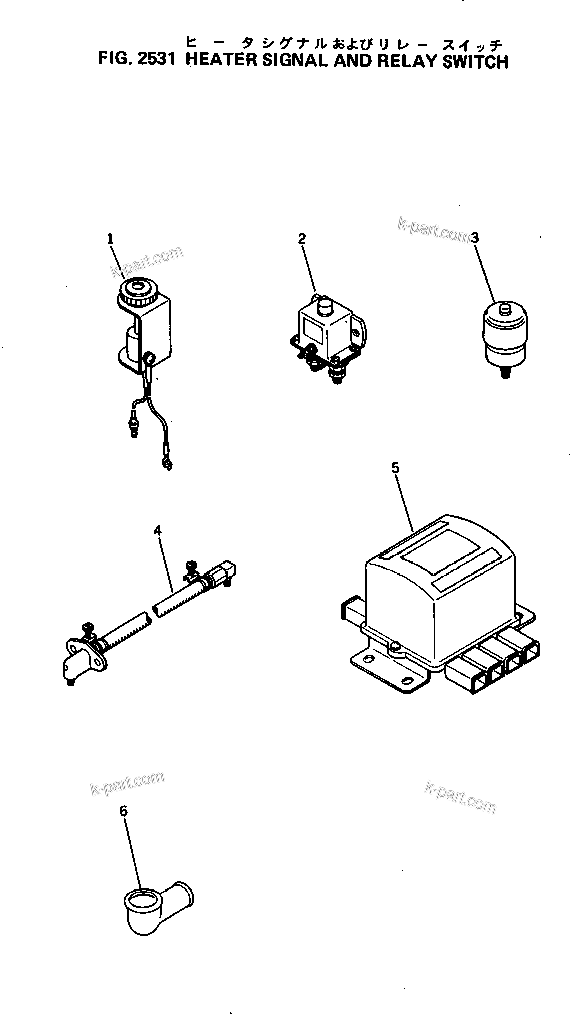 Komatsu parts book diagram for 4D105-5K S/N 150001-UP: HEATER SIGNAL AND RELAY SWITCH