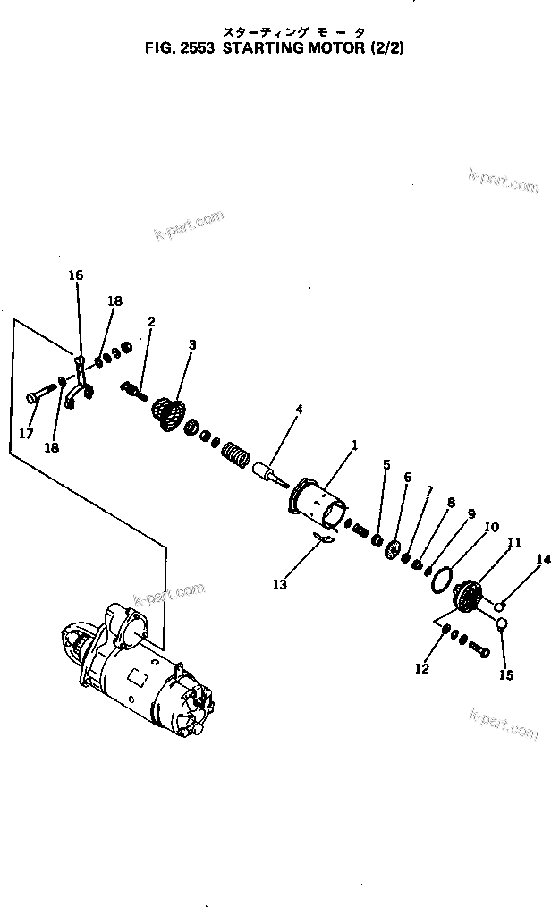 Komatsu parts book diagram for 4D105-5K S/N 150001-UP: STARTING MOTOR (2/2)