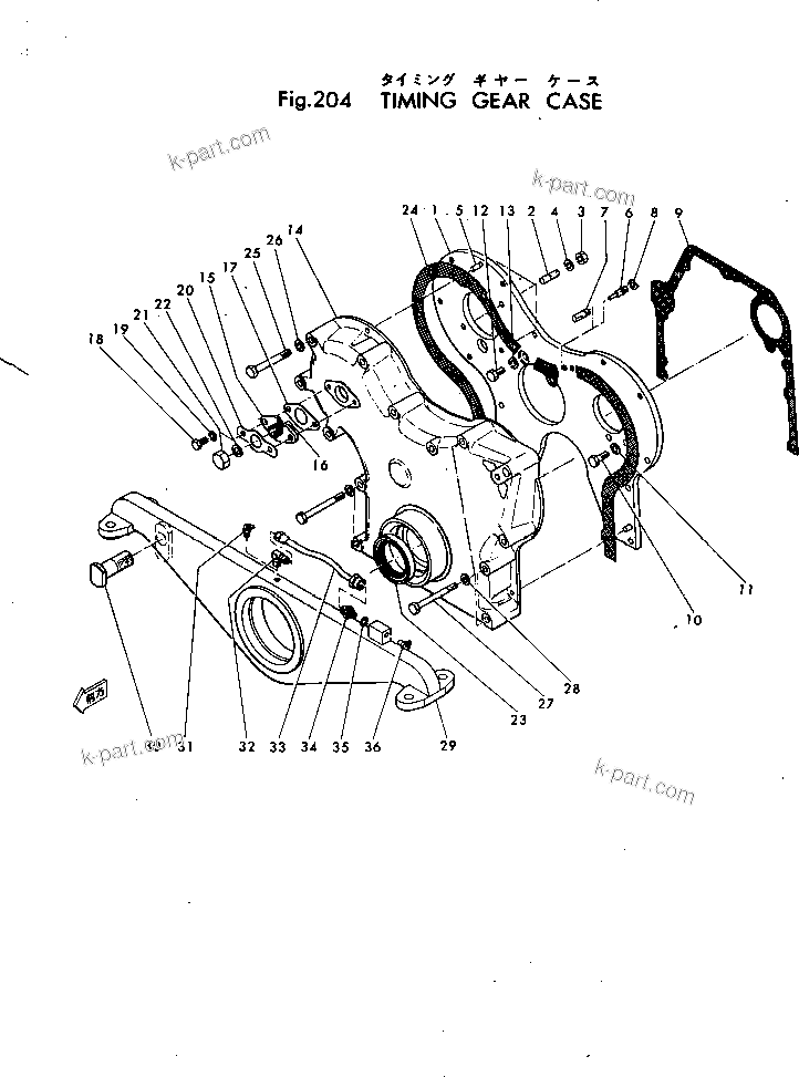 Komatsu parts book diagram for 4D115-1G S/N 101-UP: TIMING GEAR CASE