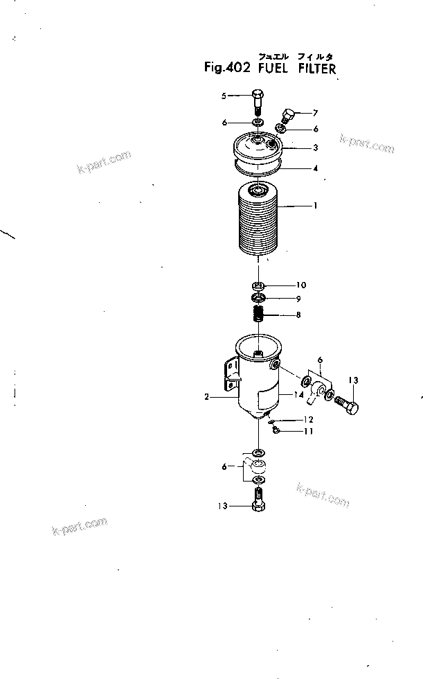Komatsu parts book diagram for 4D115-1G S/N 101-UP: FUEL FILTER