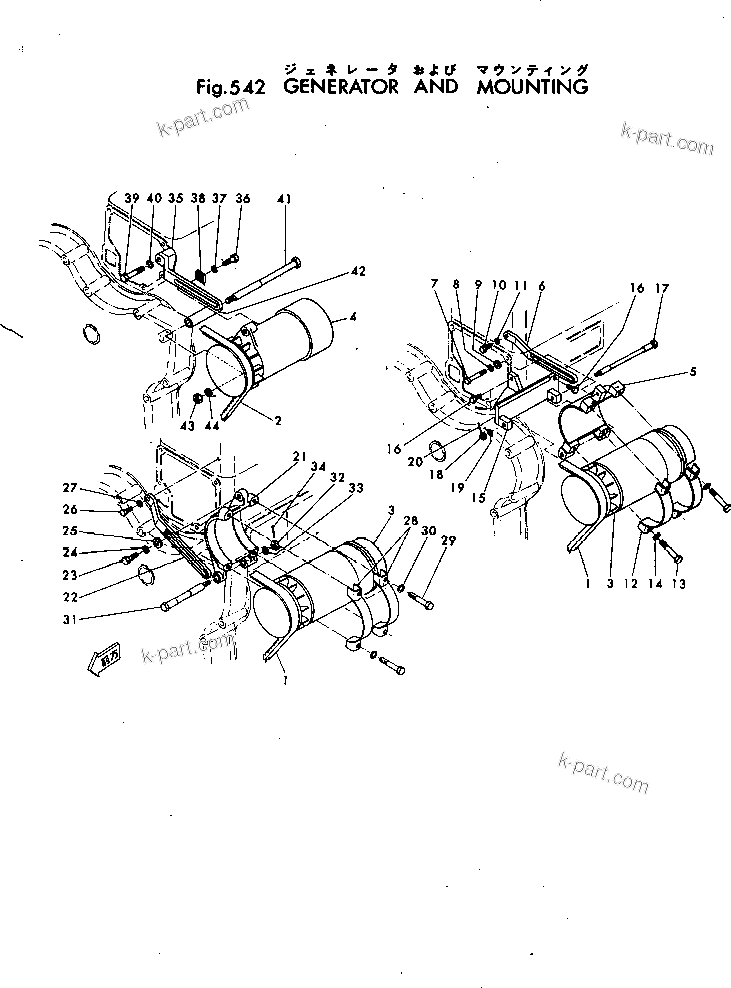 Komatsu parts book diagram for 4D115-1G S/N 101-UP: GENERATOR AND MOUNTING