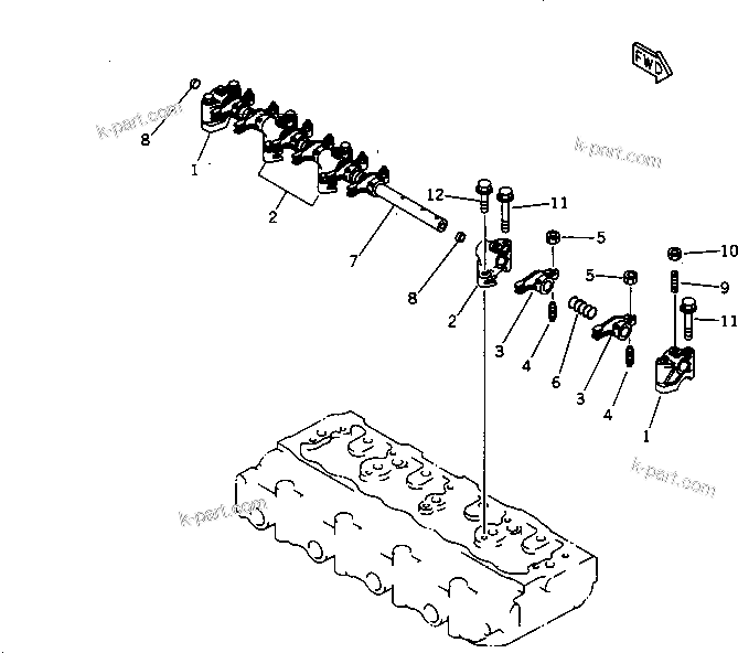 Komatsu parts book diagram for 4D84-2A S/N 00000-UP: ROCKER ARM(#00101-)