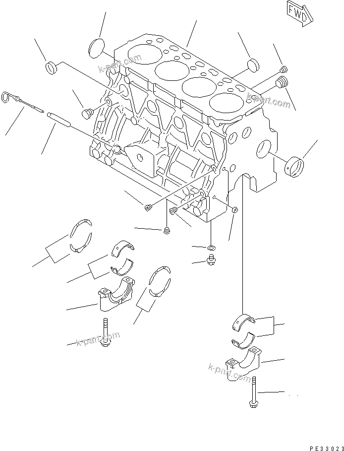 Komatsu parts book diagram for 4D84-2A S/N 00000-UP: CYLINDER BLOCK(#00101-)