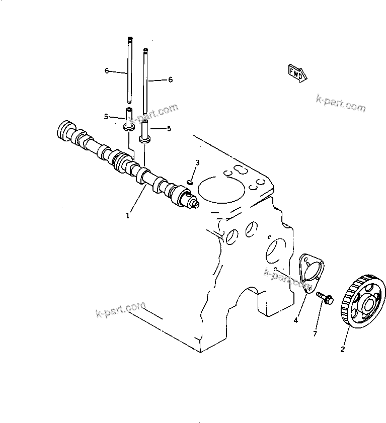 Komatsu parts book diagram for 4D84-2A S/N 00000-UP: CAMSHAFT AND TAPPET(#00101-)