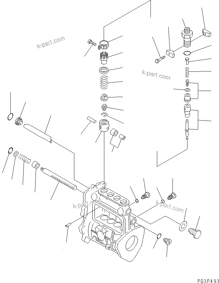 Komatsu parts book diagram for 4D84-2A S/N 00000-UP: FUEL INJECTION PUMP (PUMP) (2/2)(#00101-)