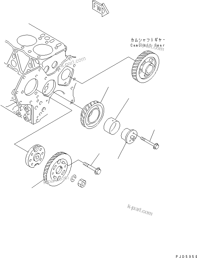 Komatsu parts book diagram for 4D84E-3E S/N 03508-UP: DRIVE GEAR(#12182-)
