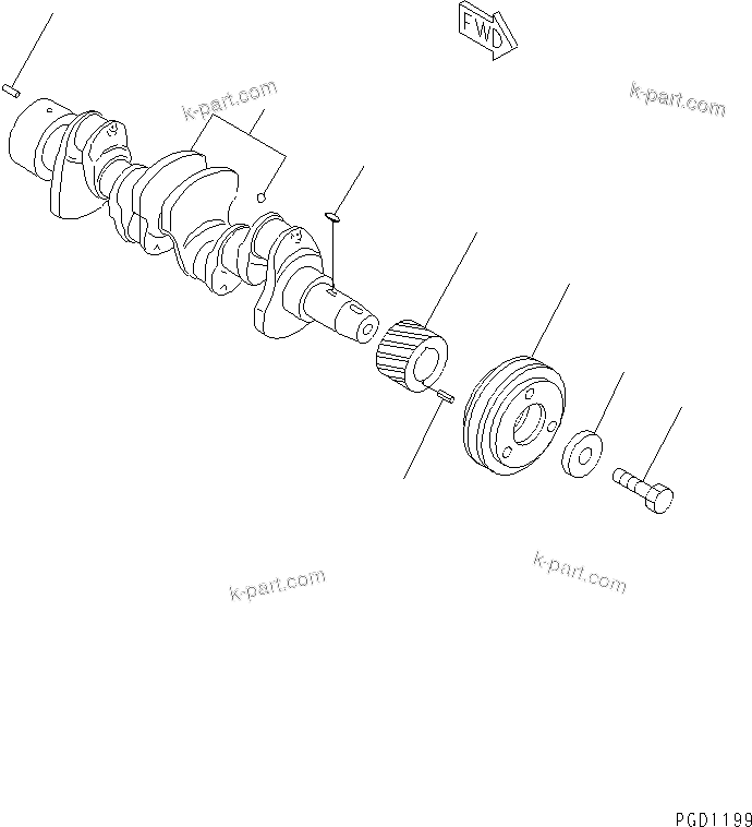 Komatsu parts book diagram for 4D84E-3E S/N 03508-UP: CRANKSHAFT(#06291-)