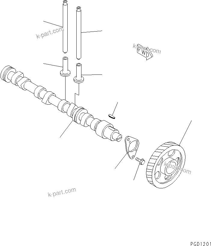 Komatsu parts book diagram for 4D84E-3E S/N 03508-UP: CAMSHAFT AND TAPPET