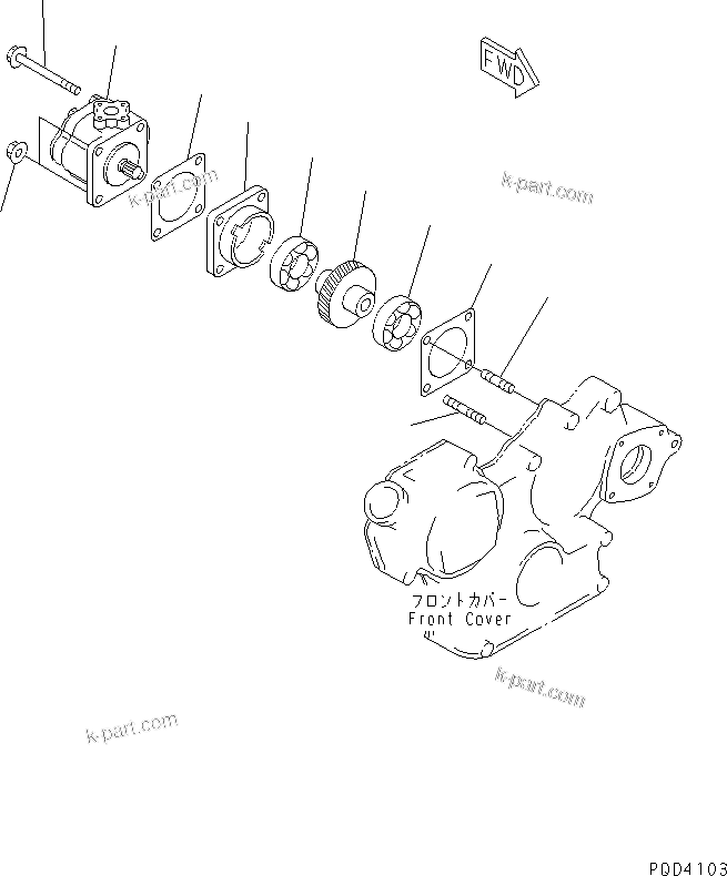 Komatsu parts book diagram for 4D84E-3E S/N 03508-UP: P.P.C. PUMP AND MOUNTING(#06291-)