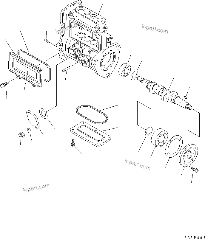 Komatsu parts book diagram for 4D84E-3E S/N 03508-UP: FUEL INJECTION PUMP (PUMP) (1/2) (INNER PARTS)(#06291-12181)
