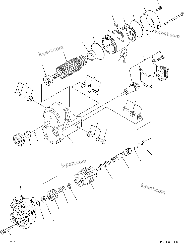 Komatsu parts book diagram for 4D84E-3E S/N 03508-UP: STARTING MOTOR (INNER PARTS)(#12182-)