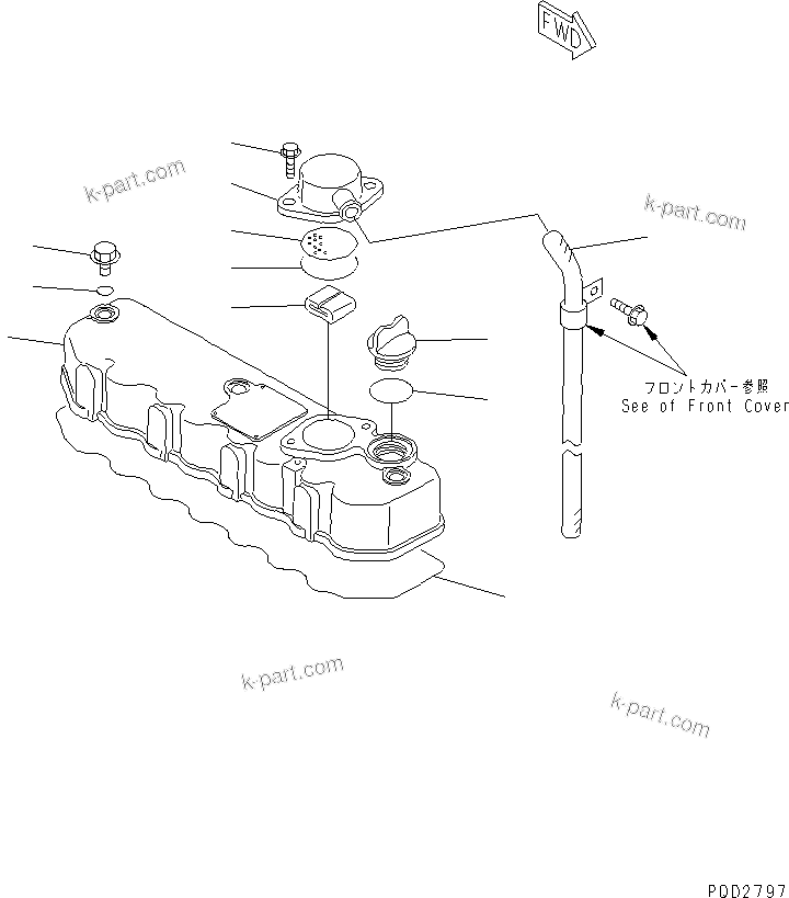 Komatsu parts book diagram for 4D88E-3F S/N 00101-UP: CYLINDER HEAD COVER