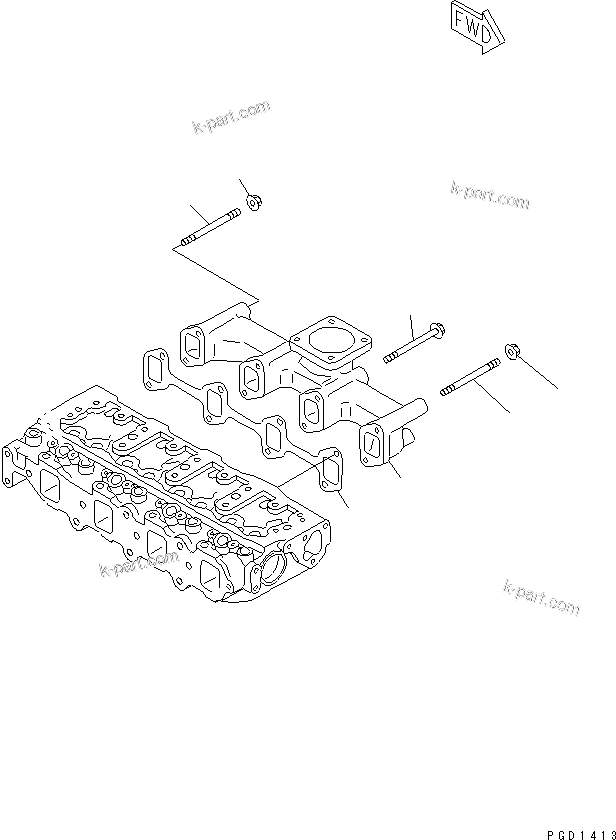 Komatsu parts book diagram for 4D88E-3F S/N 00101-UP: EXHAUST MANIFOLD