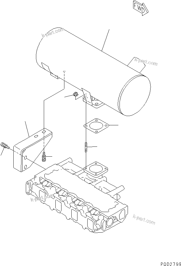 Komatsu parts book diagram for 4D88E-3F S/N 00101-UP: MUFFLER AND MOUNTING