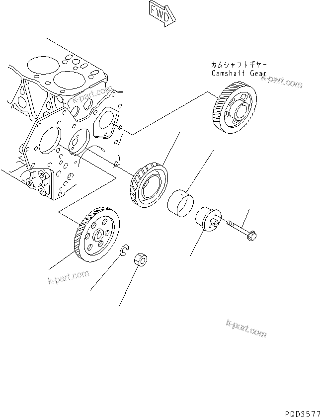 Komatsu parts book diagram for 4D88E-3F S/N 00101-UP: DRIVE GEAR