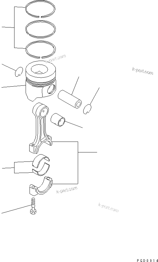 Komatsu parts book diagram for 4D88E-3F S/N 00101-UP: PISTON AND CONNECTING ROD(#00145-)