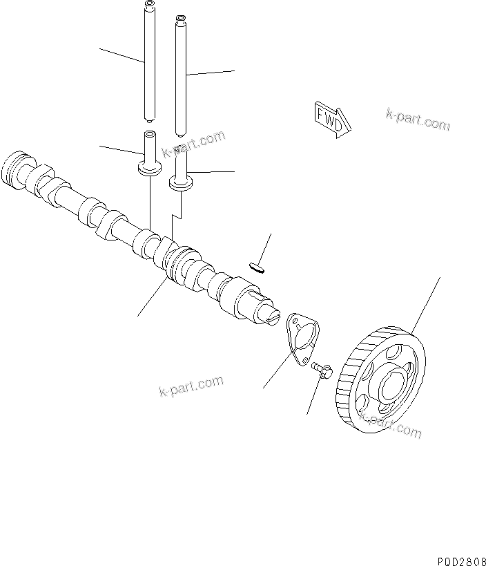 Komatsu parts book diagram for 4D88E-3F S/N 00101-UP: CAMSHAFT AND TAPPET(#12805-)