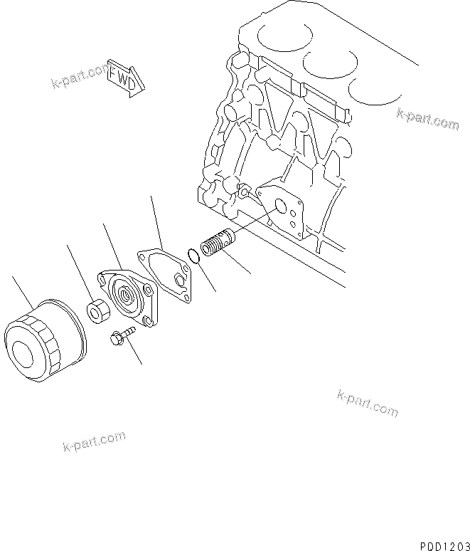 Komatsu parts book diagram for 4D88E-3F S/N 00101-UP: OIL FILTER