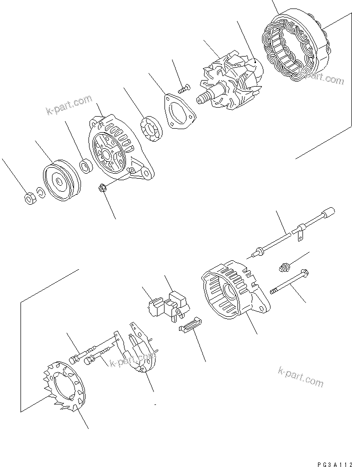 Komatsu parts book diagram for 4D88E-3F S/N 00101-UP: ALTERNATOR (40A) (INNER PARTS)(#12805-)