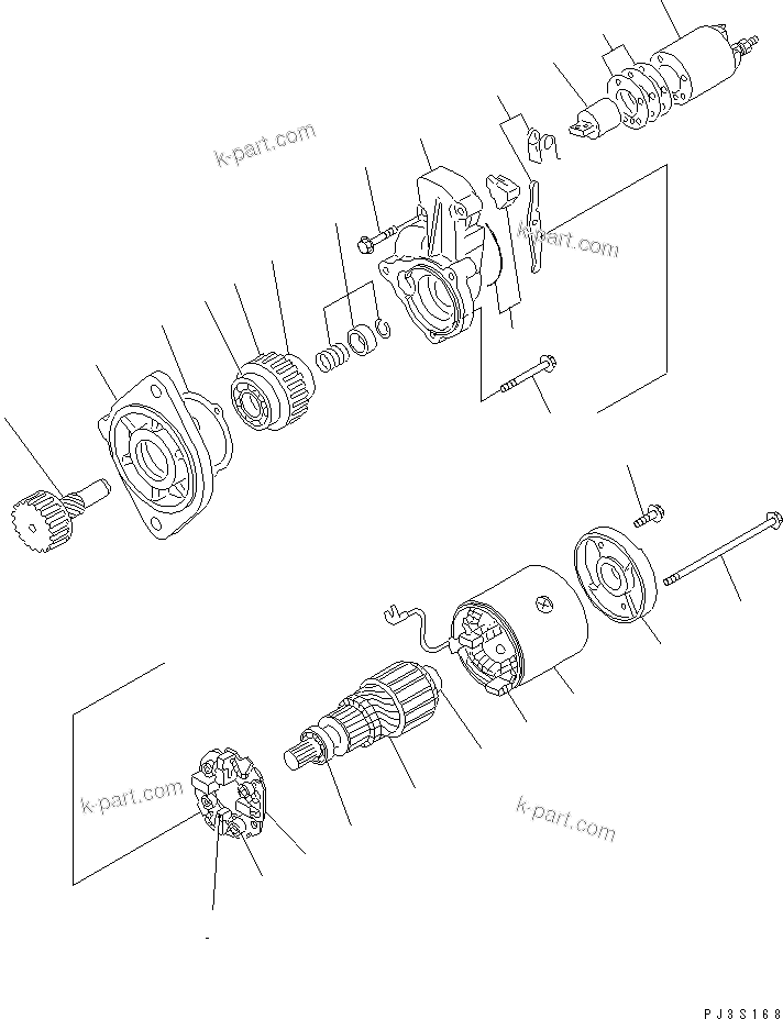 Komatsu parts book diagram for 4D88E-3F S/N 00101-UP: STARTING MOTOR (INNER PARTS)(#12805-)