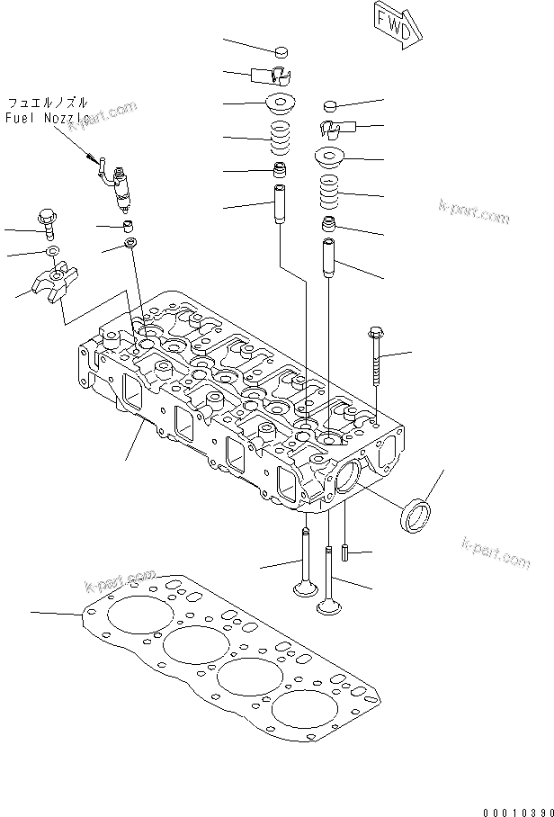 Komatsu parts book diagram for 4D88E-5X-AB S/N 00101-UP: CYLINDER HEAD