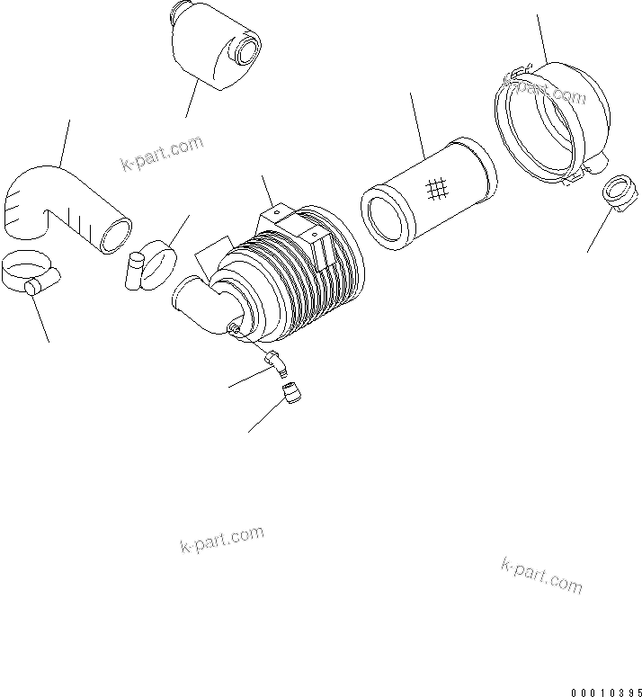 Komatsu parts book diagram for 4D88E-5X-AB S/N 00101-UP: AIR CLEANER (SINGLE ELEMENT)