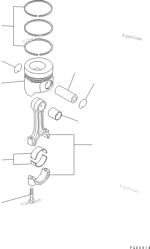 Komatsu parts book diagram for 4D88E-5X-AB S/N 00101-UP: PISTON AND CONNECTING ROD