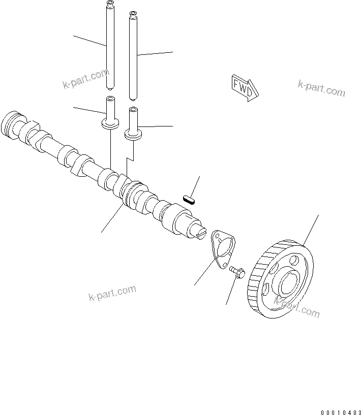 Komatsu parts book diagram for 4D88E-5X-AB S/N 00101-UP: CAMSHAFT AND TAPPET