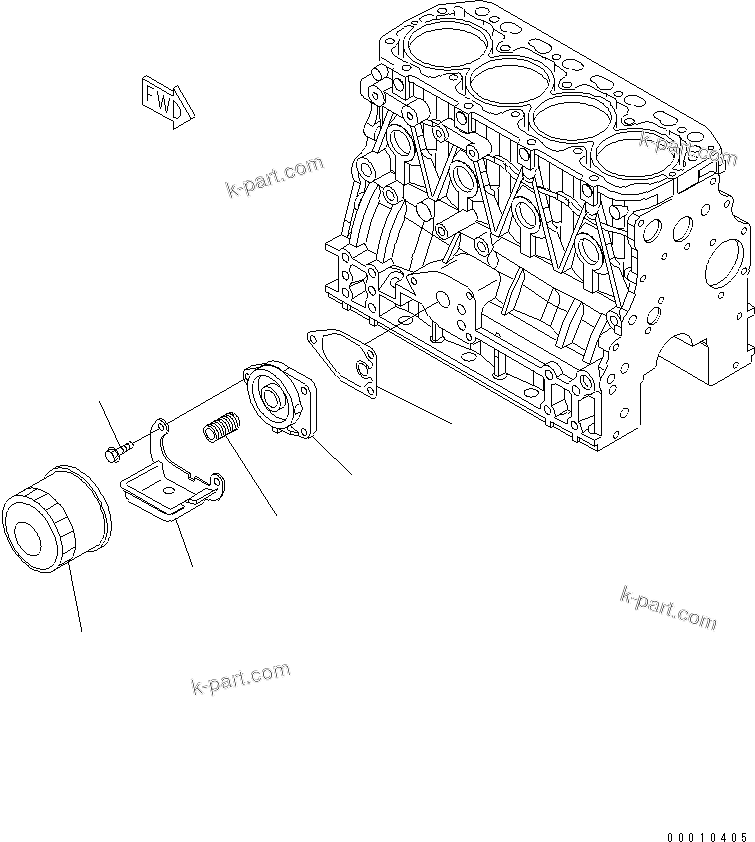 Komatsu parts book diagram for 4D88E-5X-AB S/N 00101-UP: OIL FILTER(#00101-00101)