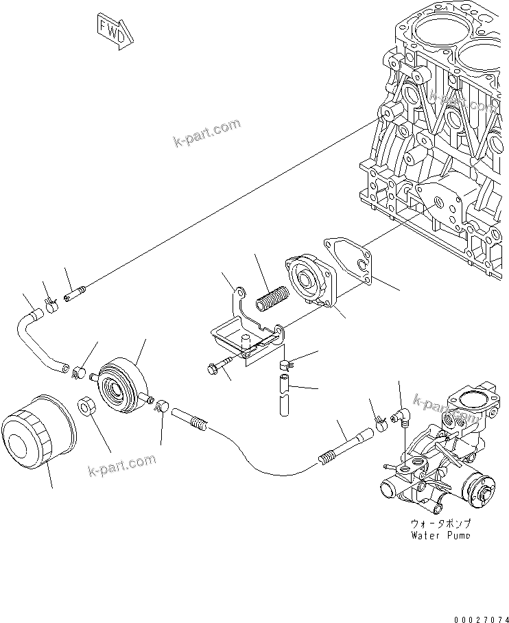 Komatsu parts book diagram for 4D88E-5X-AB S/N 00101-UP: OIL FILTER(#00102-)