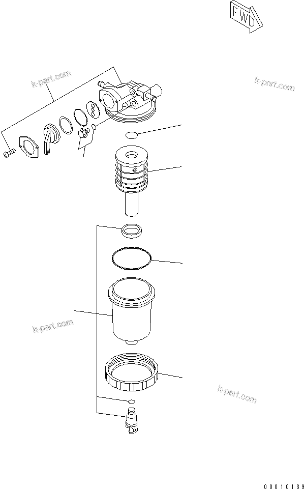 Komatsu parts book diagram for 4D88E-5X-AB S/N 00101-UP: WATER SEPARATOR