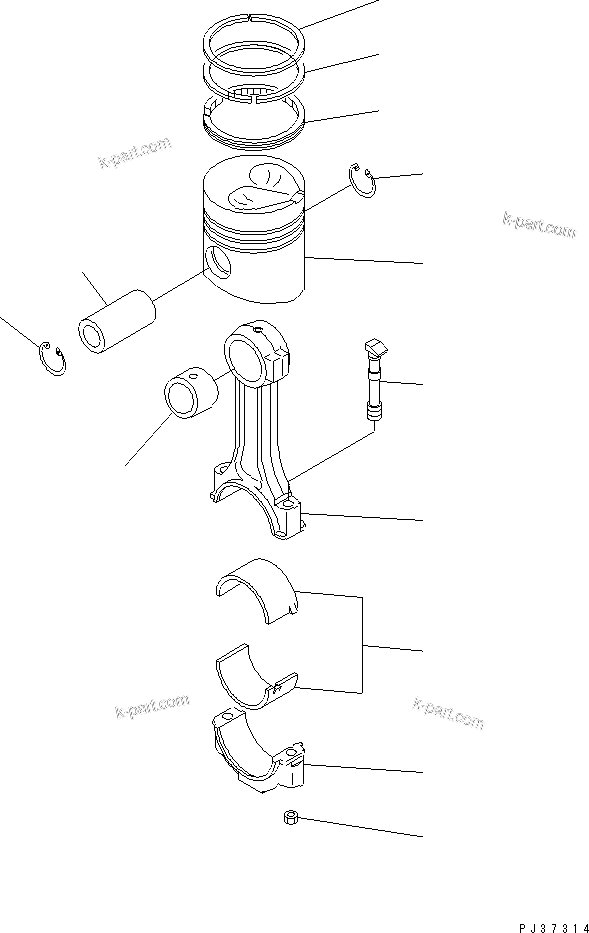 Komatsu parts book diagram for 4D94-2E S/N 10007-UP: PISTON AND CONNECTING ROD
