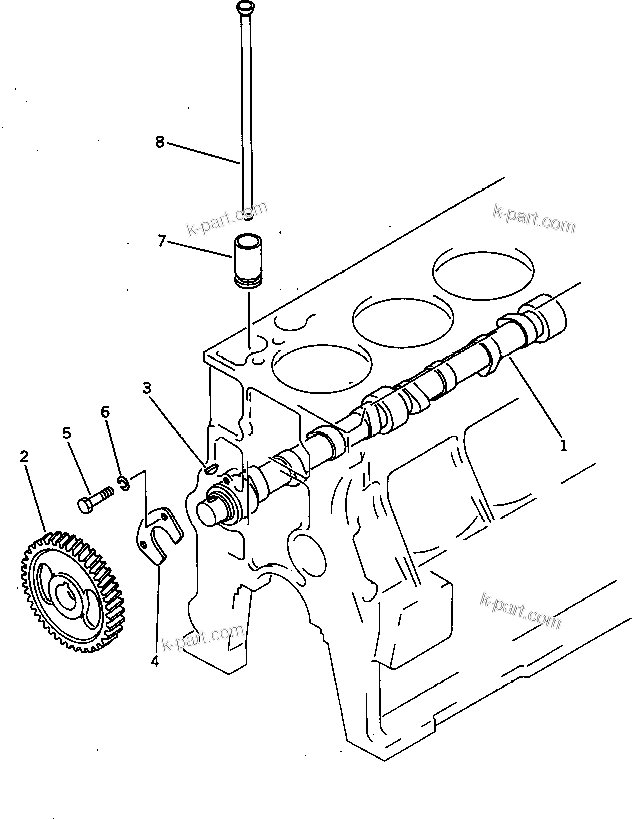 Komatsu parts book diagram for 4D94-2E S/N 10007-UP: CAMSHAFT AND TAPPET