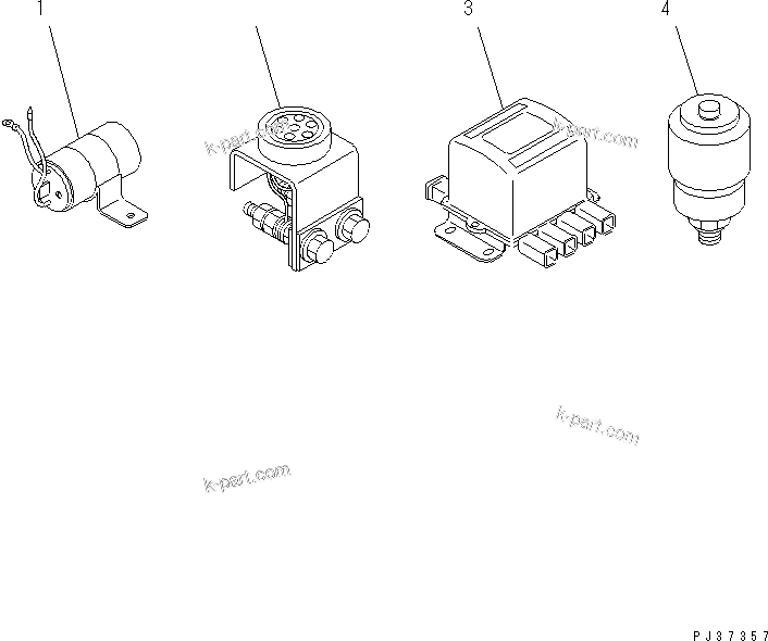 Komatsu parts book diagram for 4D94-2E S/N 10007-UP: STARTING MOTOR RELAY AND SIGNAL