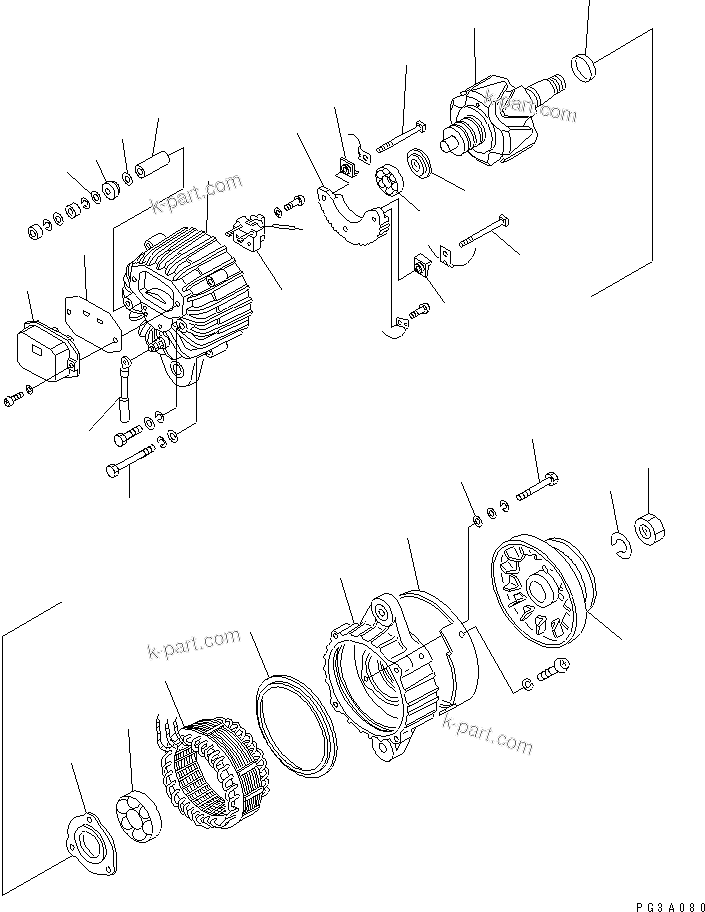 Komatsu parts book diagram for 4D94-2E S/N 10007-UP: ALTERNATOR (13A) (WITH NON HARDENING PULLEY) (TROPICAL SANDY AND DUSTY SPEC.)