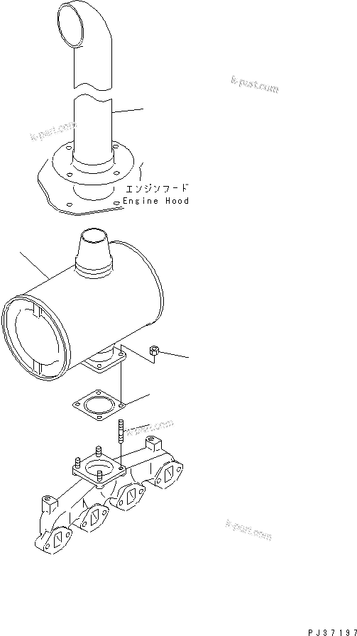 Komatsu parts book diagram for 4D94-2G S/N 10003-UP: MUFFLER AND MOUNTING(#10003-33866)