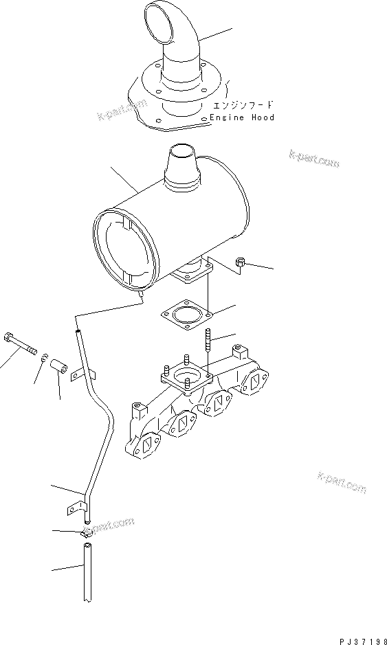 Komatsu parts book diagram for 4D94-2G S/N 10003-UP: MUFFLER AND MOUNTING(#33867-)