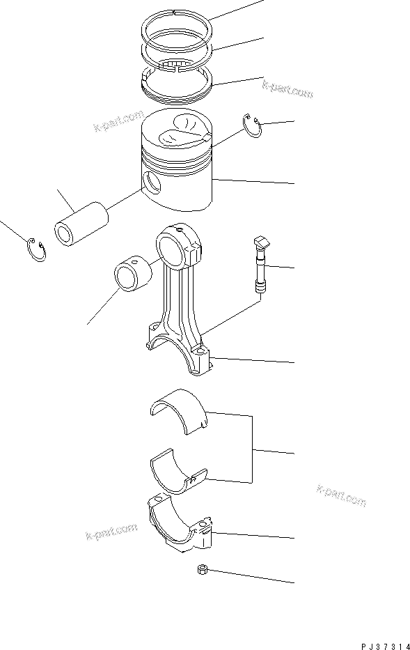 Komatsu parts book diagram for 4D94-2G S/N 10003-UP: PISTON AND CONNECTING ROD