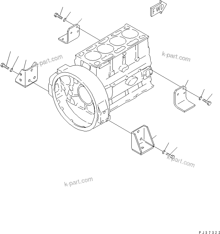 Komatsu parts book diagram for 4D94-2G S/N 10003-UP: ENGINE SUPPORT(#10003-33866)